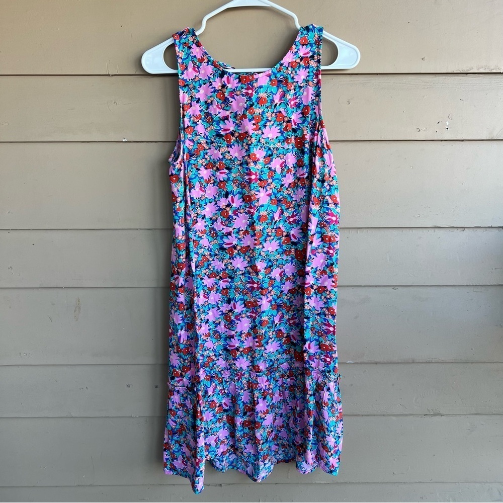 LOFT Daisy Tie Back Flounce Mini Dress Size SP - Picture 3 of 5